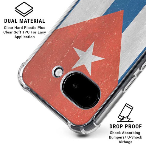 Cuban Flag Distressed Google Pixel 9a Clear Case